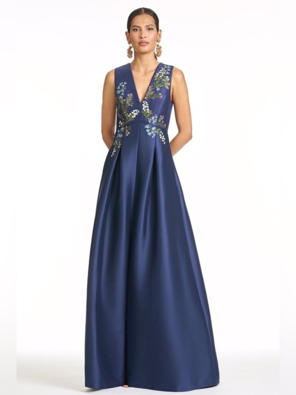 SACHIN + BABI Embroidered Brooklynne Gown in Washed Indigo
